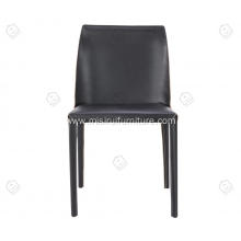 Black saddle leather high density foam dining chairs